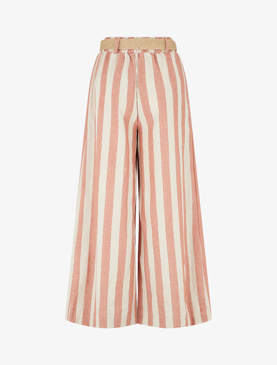 Pantalon élastiqué à imprimé rayures - Rose saumon - Image 2