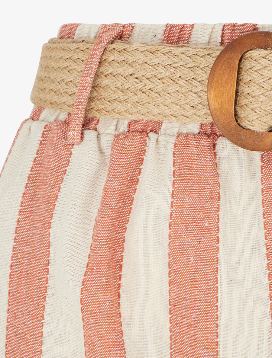 Pantalon élastiqué à imprimé rayures - Rose saumon - Image 3