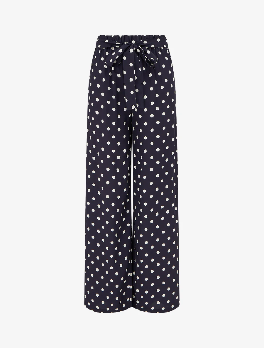 Pantalon élastiqué à pois - Bleu nuit