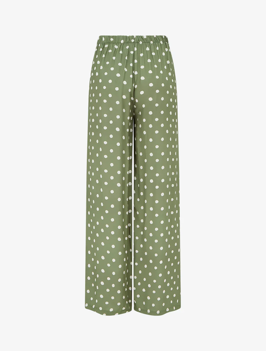 Pantalon élastiqué à pois - Kaki - Image 2