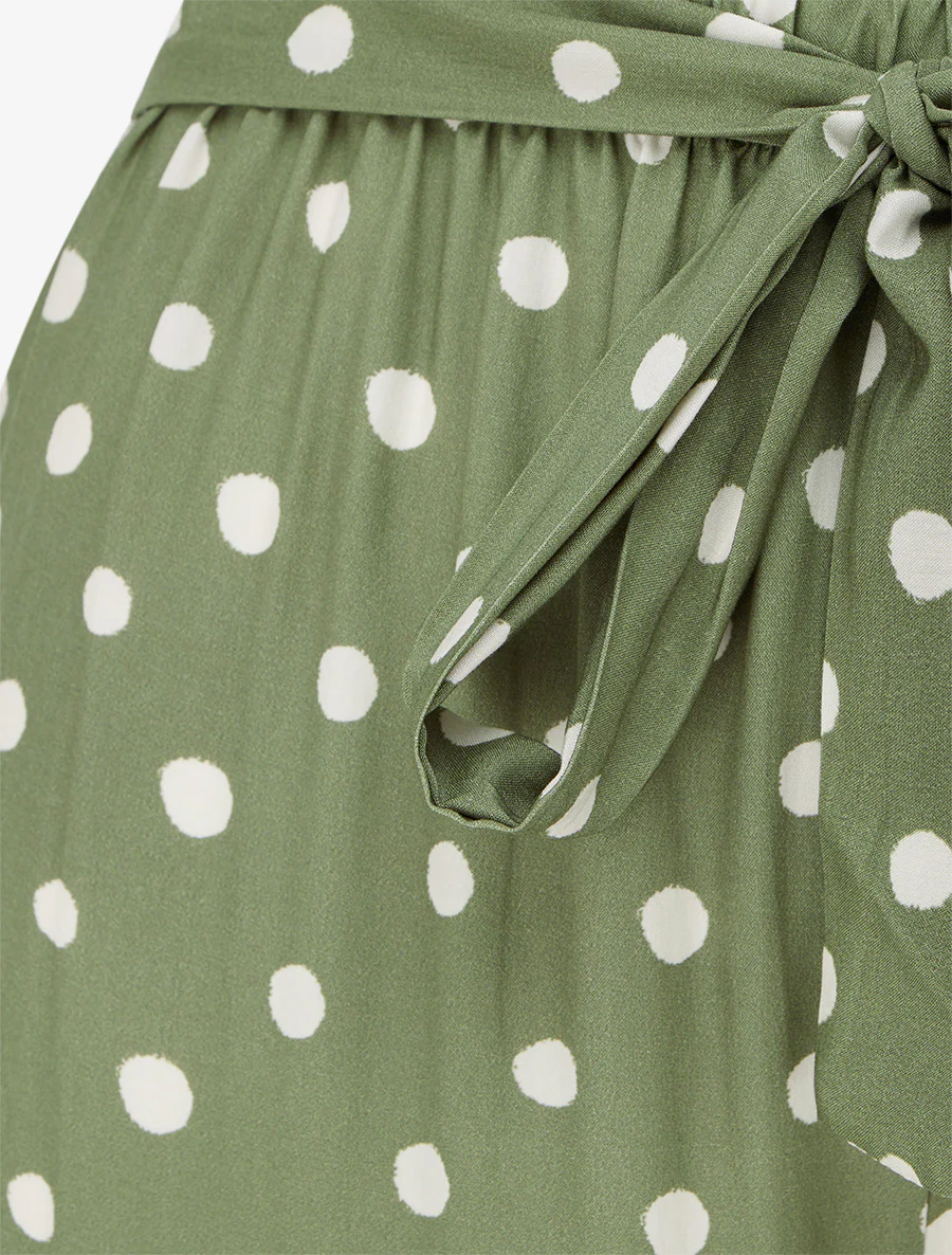 Pantalon élastiqué à pois - Kaki - Image 3