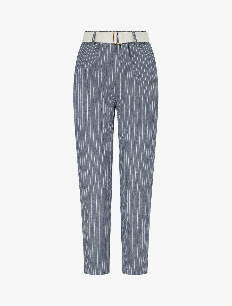 Pantalon élastiqué à rayures - Bleu gris