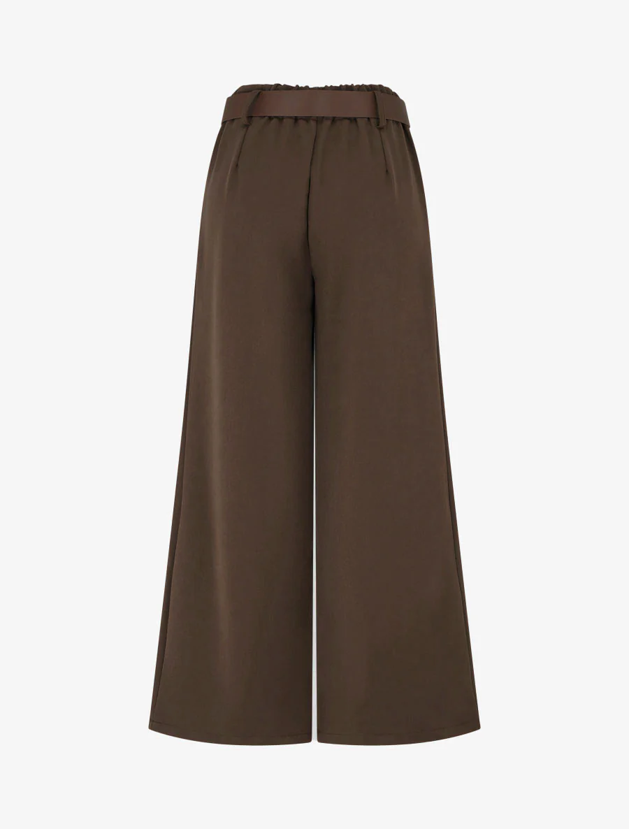Pantalon élastiqué coupe ample - Marron - Image 2