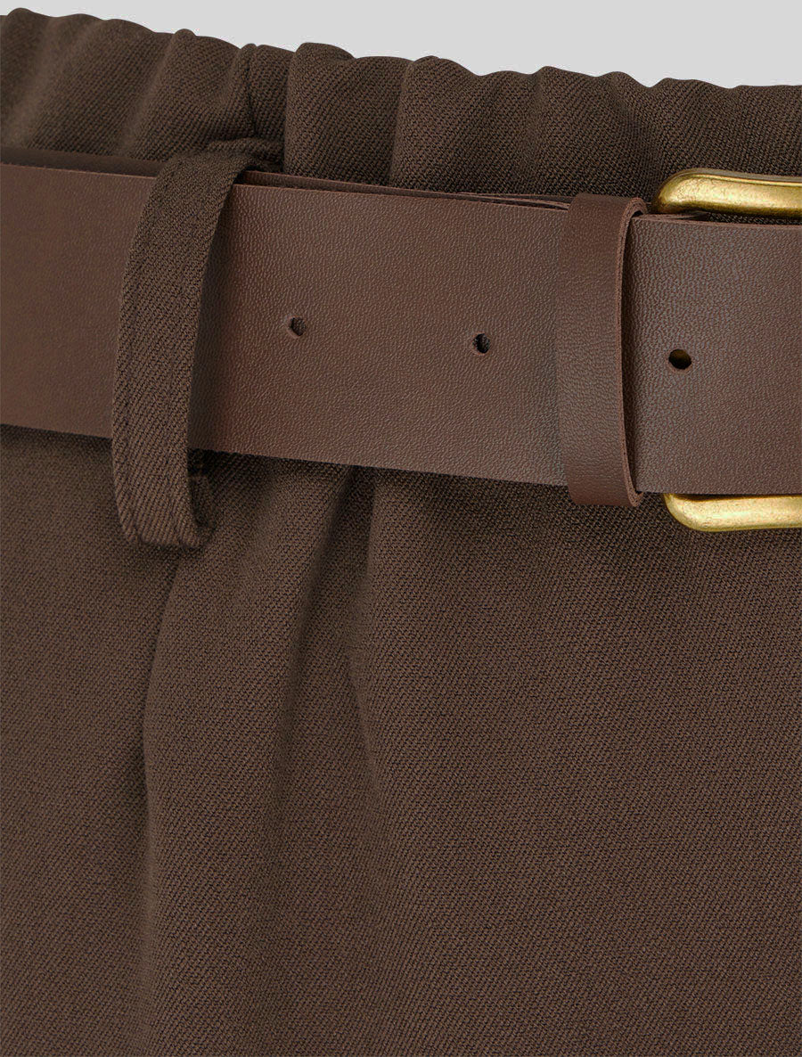 Pantalon élastiqué coupe ample - Marron - Image 3