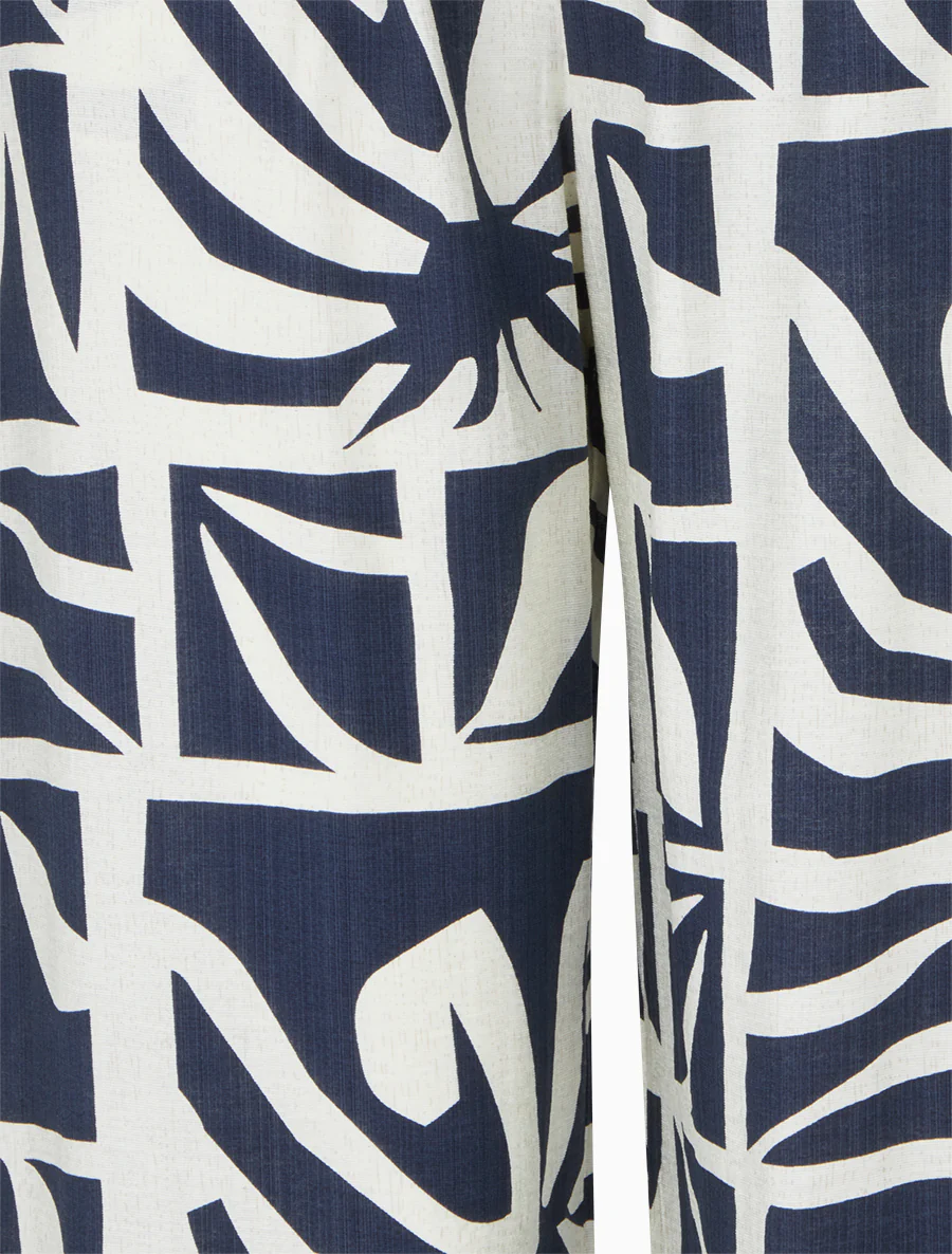 Pantalon élastiqué coupe droite imprimé graphique - Marine - Image 3