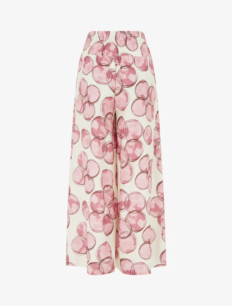 Pantalon élastiqué imprimé cercles - Rose - Image 2