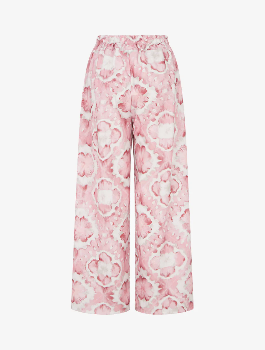 Pantalon élastiquée imprimé abstrait - Rose - Image 2