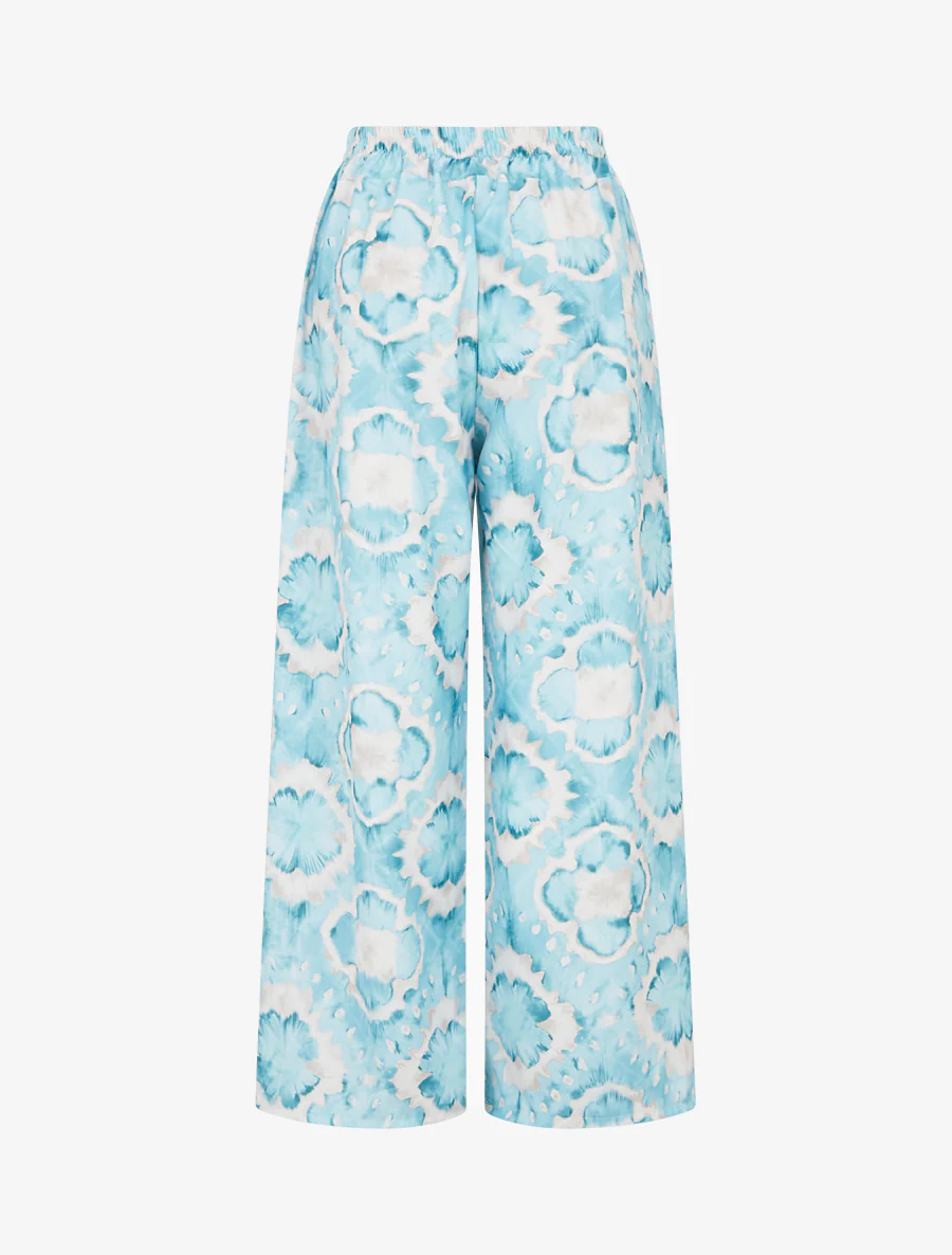 Pantalon élastiquée imprimé abstrait - Turquoise - Image 2