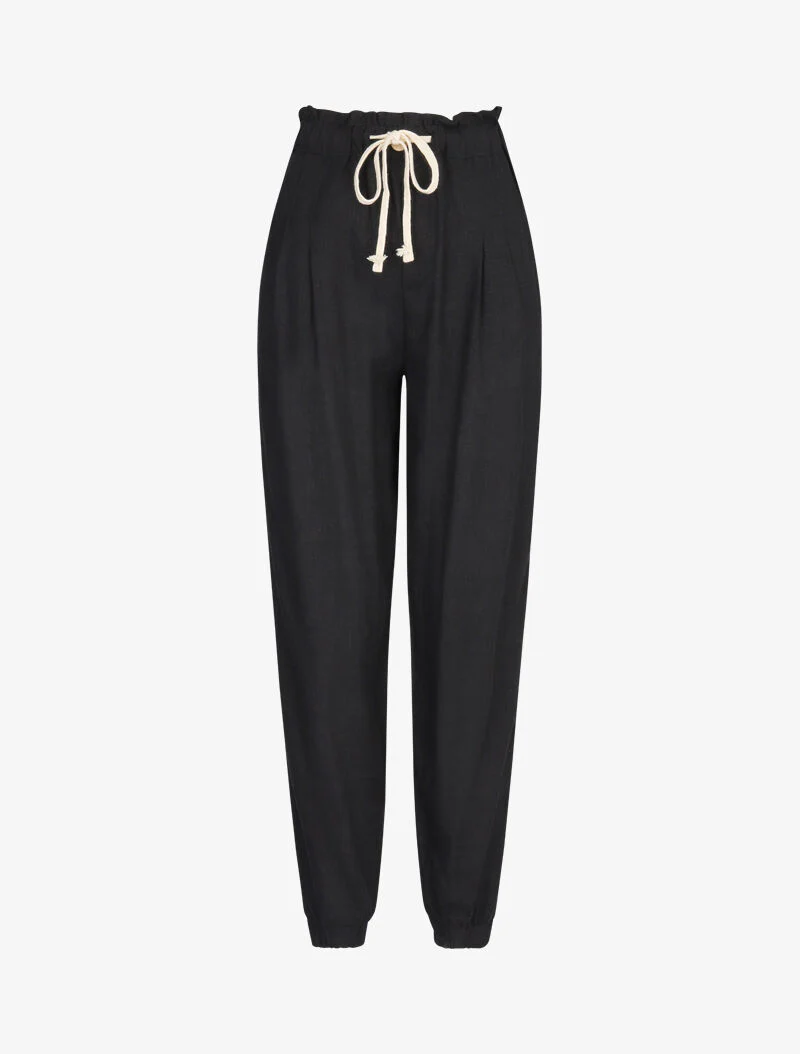 Pantalon en coton style sarouel - noir