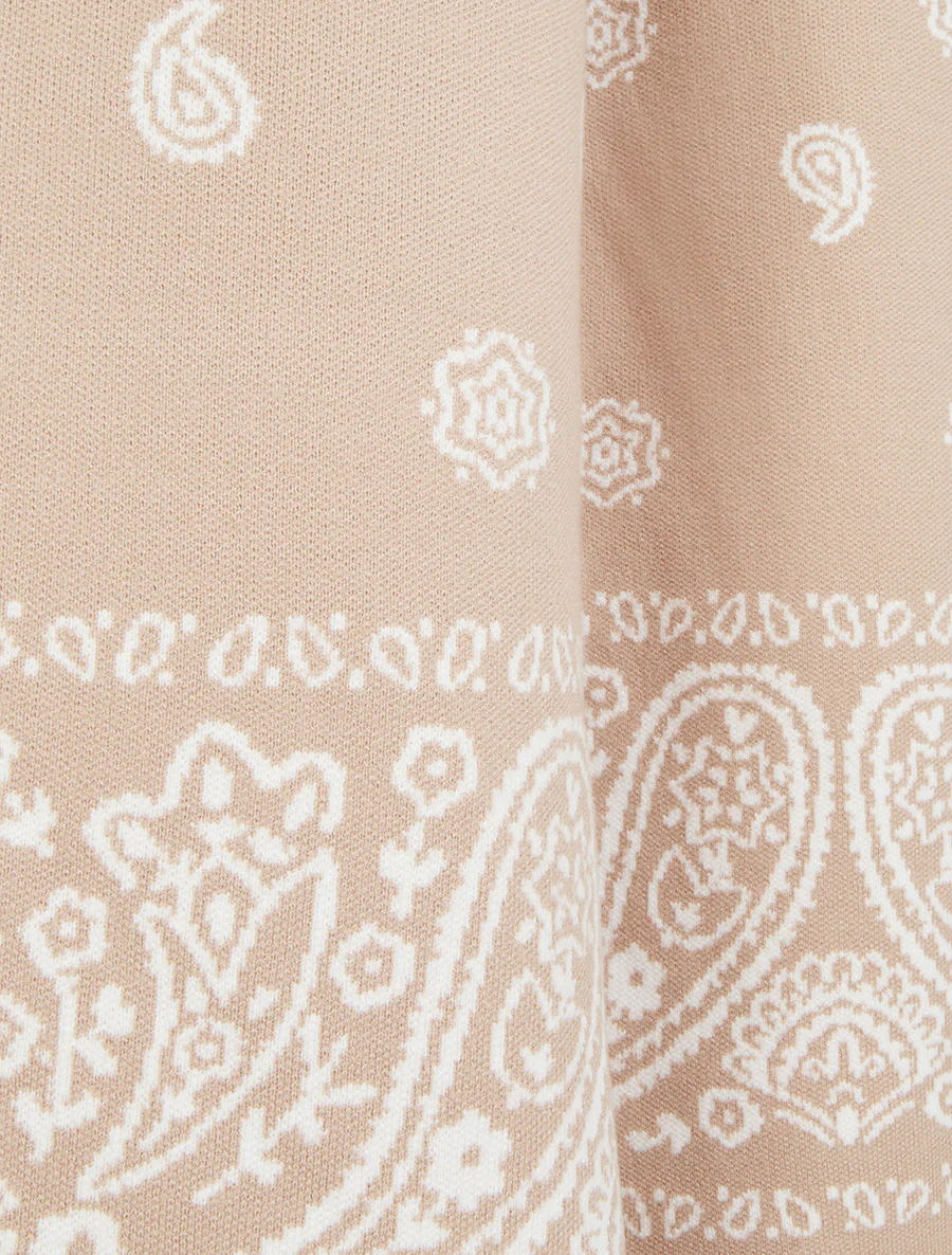 Pantalon en maille à imprimé ikat - Beige - Image 3