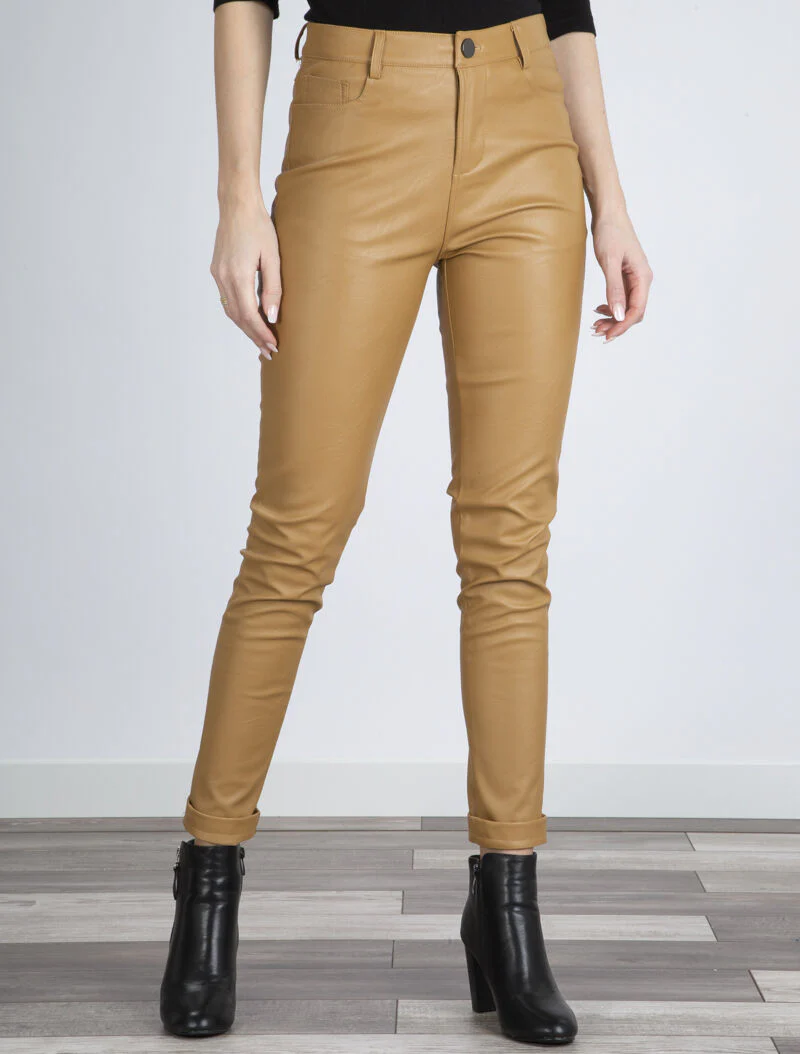Pantalon en simili casual - marron clair