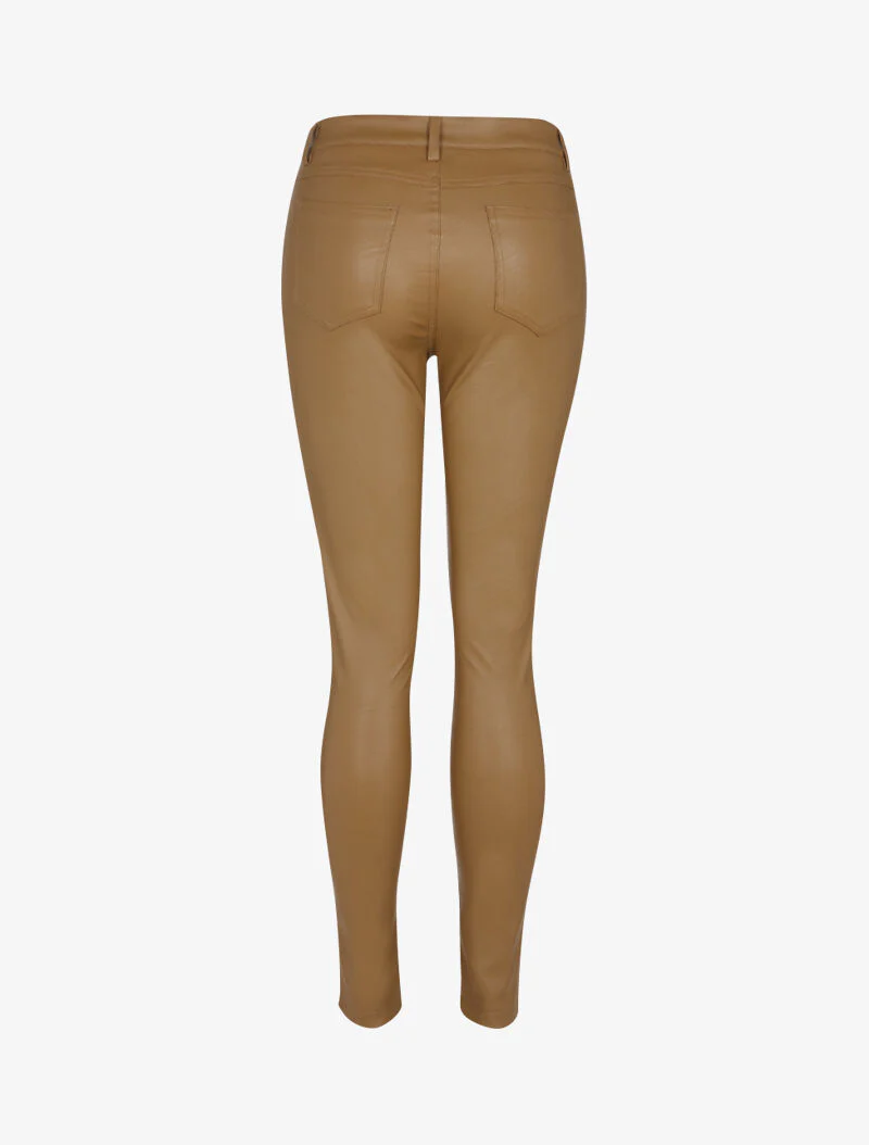 Pantalon en simili casual - marron clair - Image 4