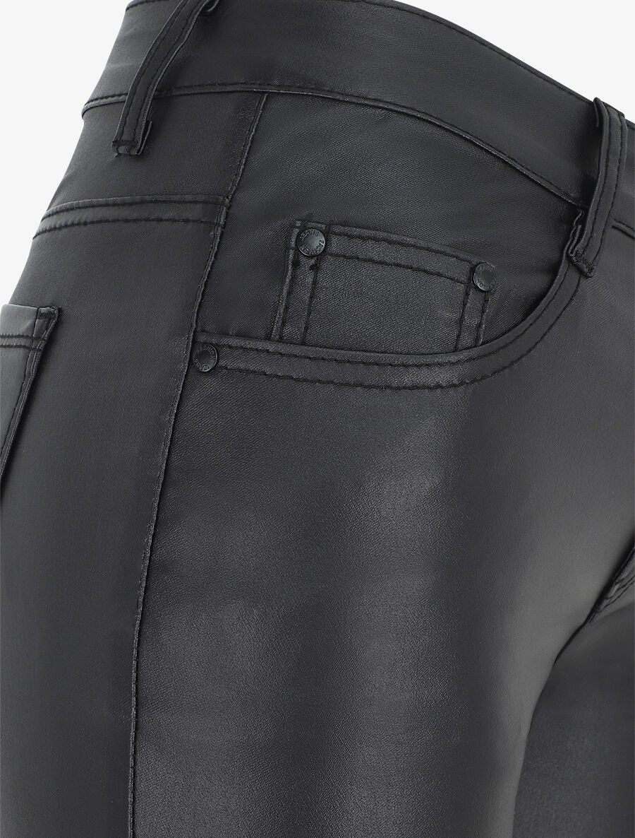 Pantalon en simili coupe skinny - Noir - Image 3