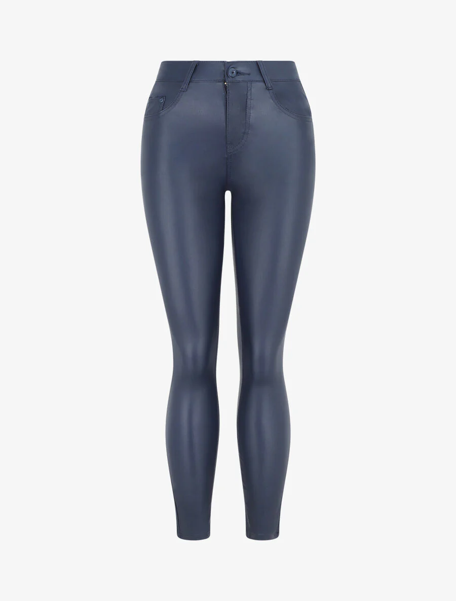Pantalon en simili coupe skinny - Marine
