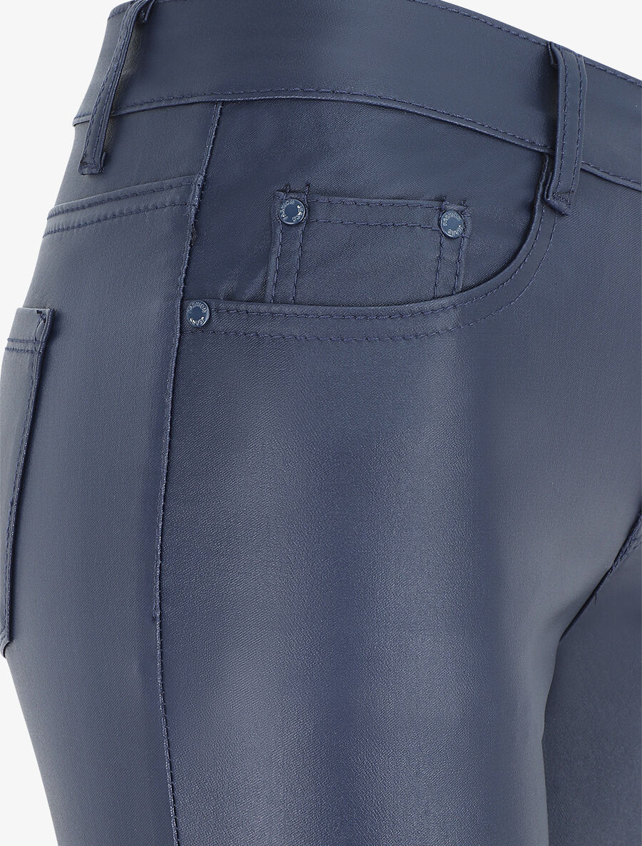 Pantalon en simili coupe skinny - Marine - Image 3
