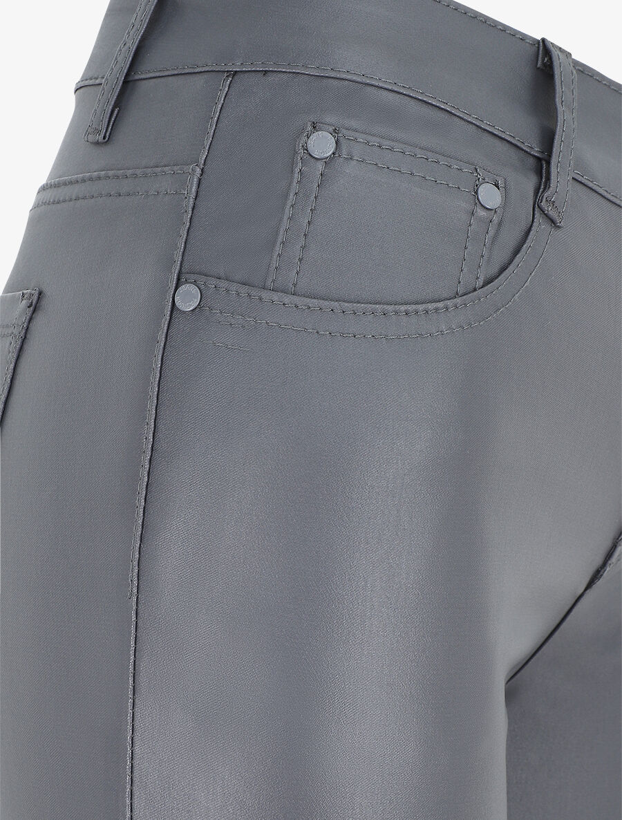 Pantalon en simili coupe skinny - Gris foncé - Image 3