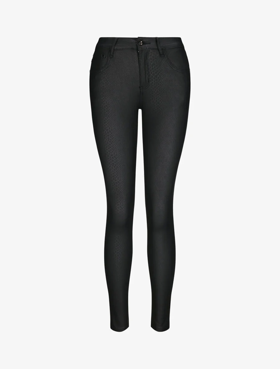 Pantalon en simili effet python - Noir