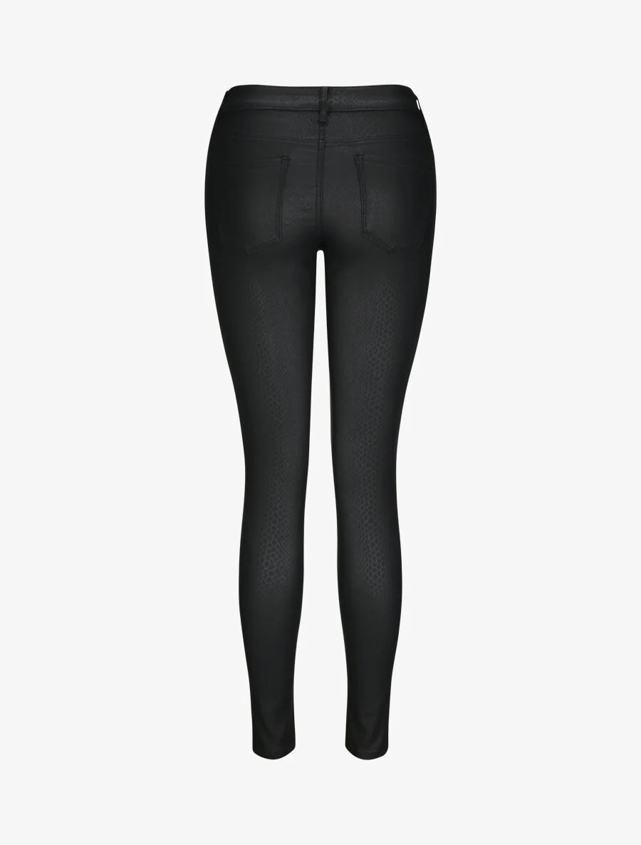 Pantalon en simili effet python - Noir - Image 2
