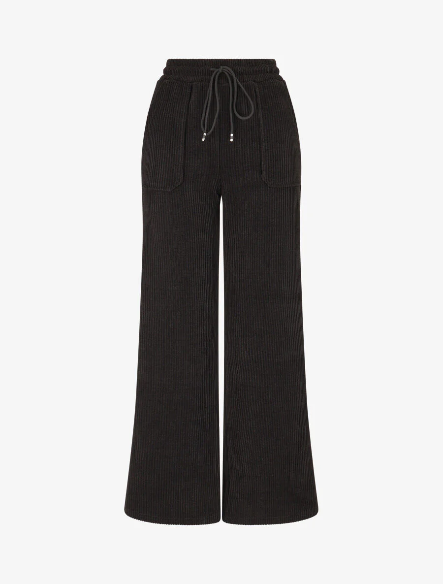 Pantalon en velours côtelé à poches plaquées - Noir