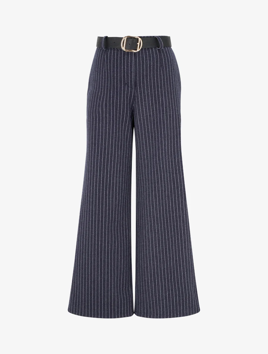 Pantalon épais imprimé à rayures - Marine
