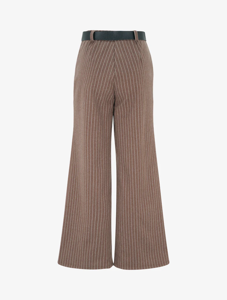 Pantalon épais imprimé à rayures - Marron clair - Image 2