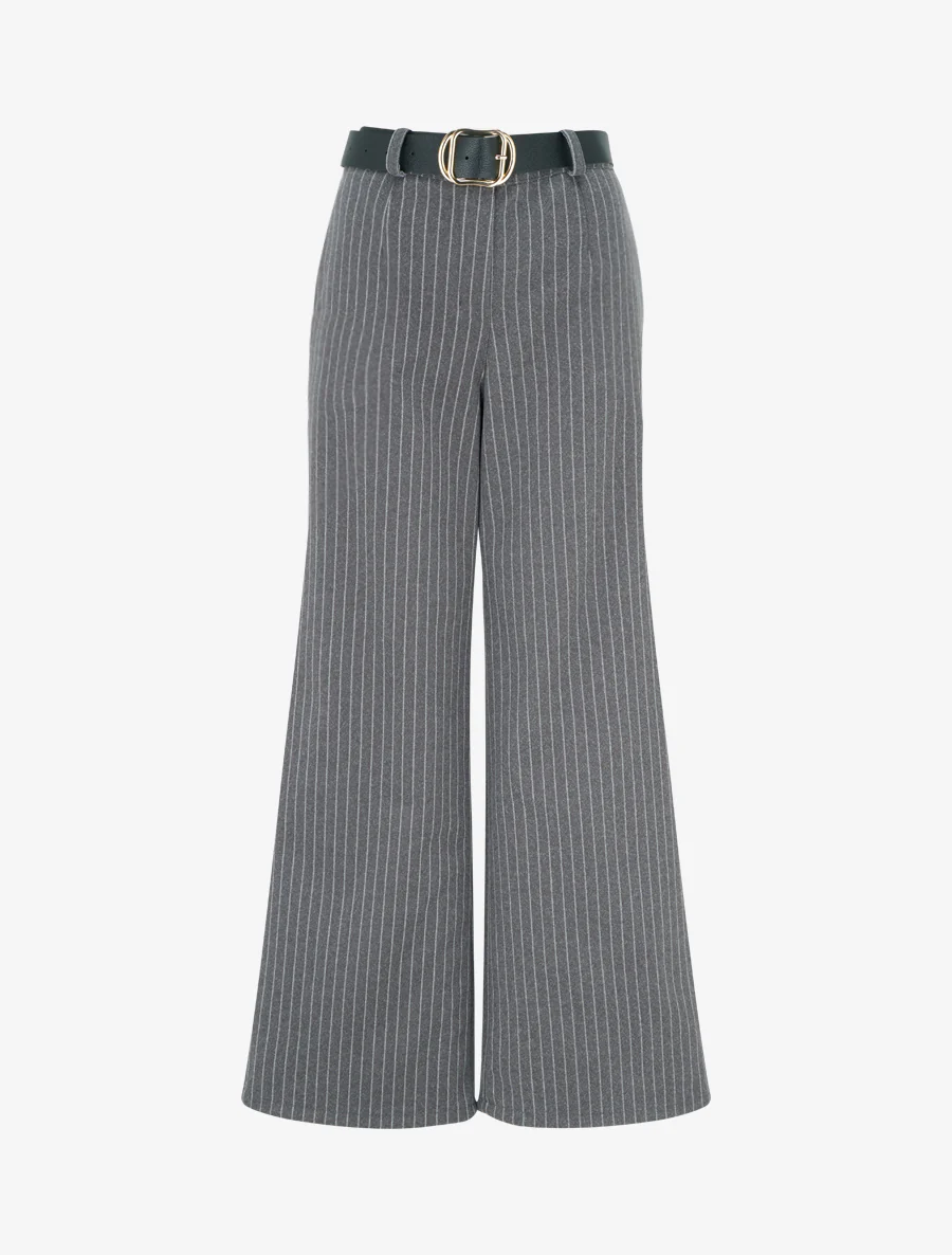 Pantalon épais imprimé à rayures - Gris