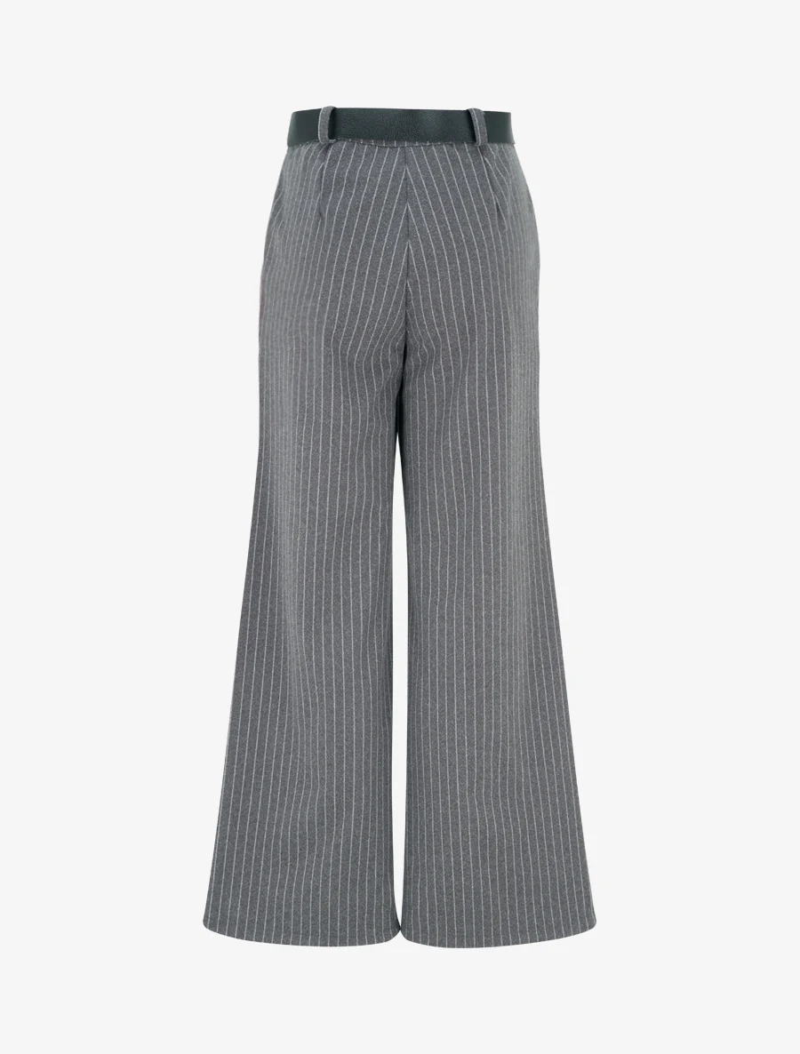 Pantalon épais imprimé à rayures - Gris - Image 2