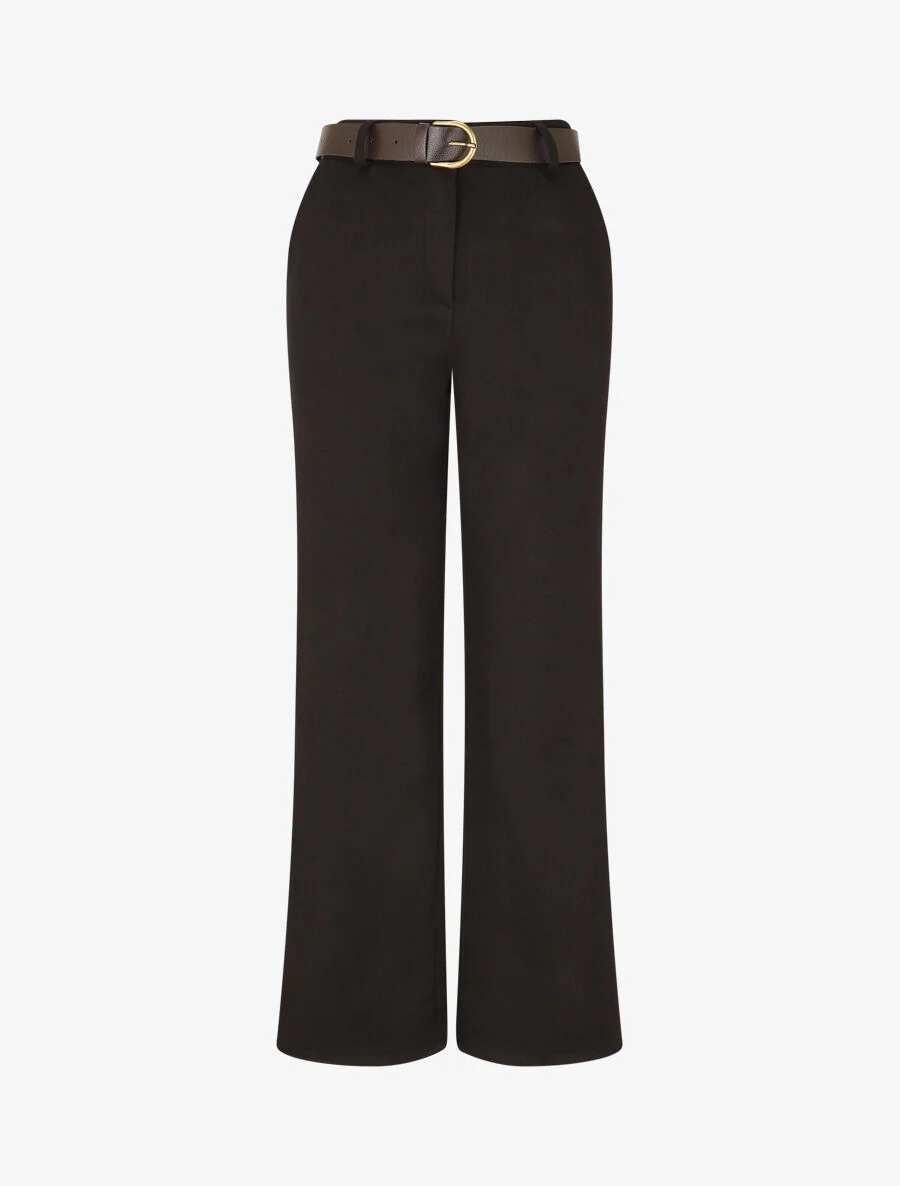 Pantalon épais uni coupe droite - Noir