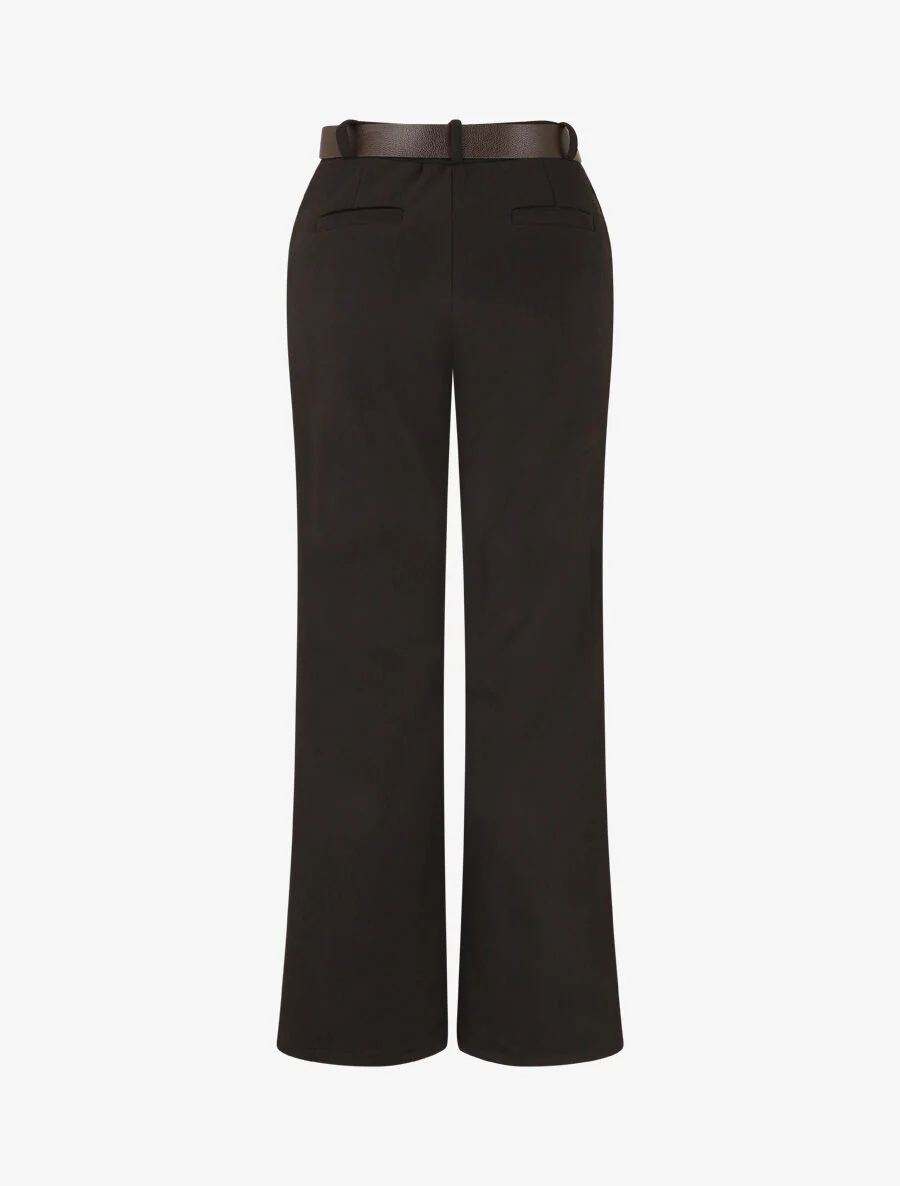 Pantalon épais uni coupe droite - Noir - Image 2