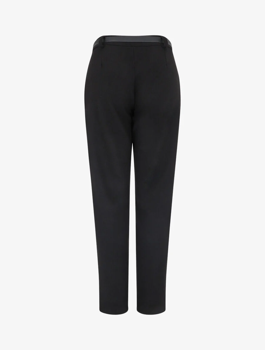 Pantalon épais uni coupe droite - Noir - Image 2