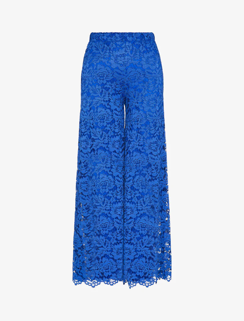 Pantalon extra long en dentelle - Bleu électrique