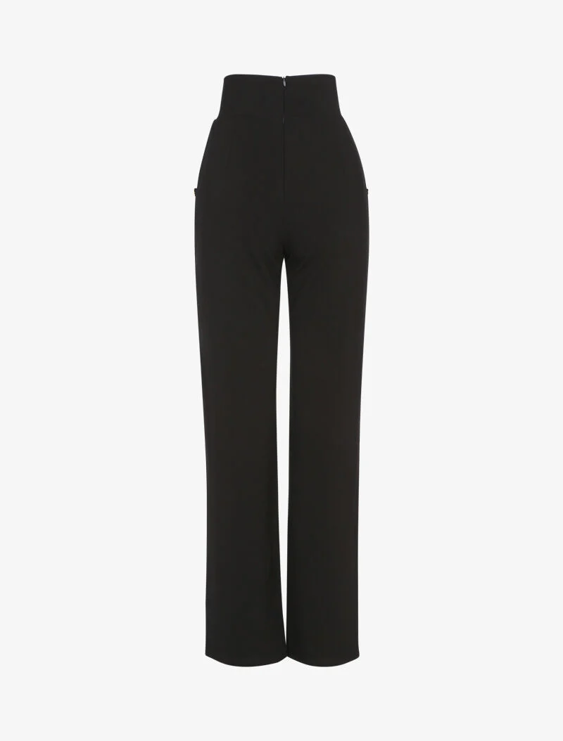 Pantalon flare à boutonnières décoratives - noir - Image 2