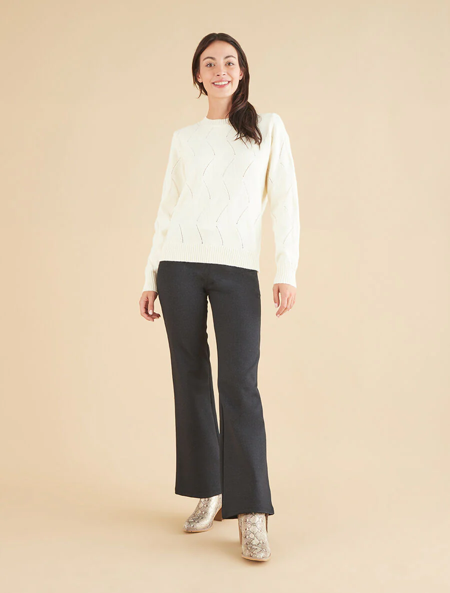 Pantalon flare effet chiné - Anthracite - Image 4