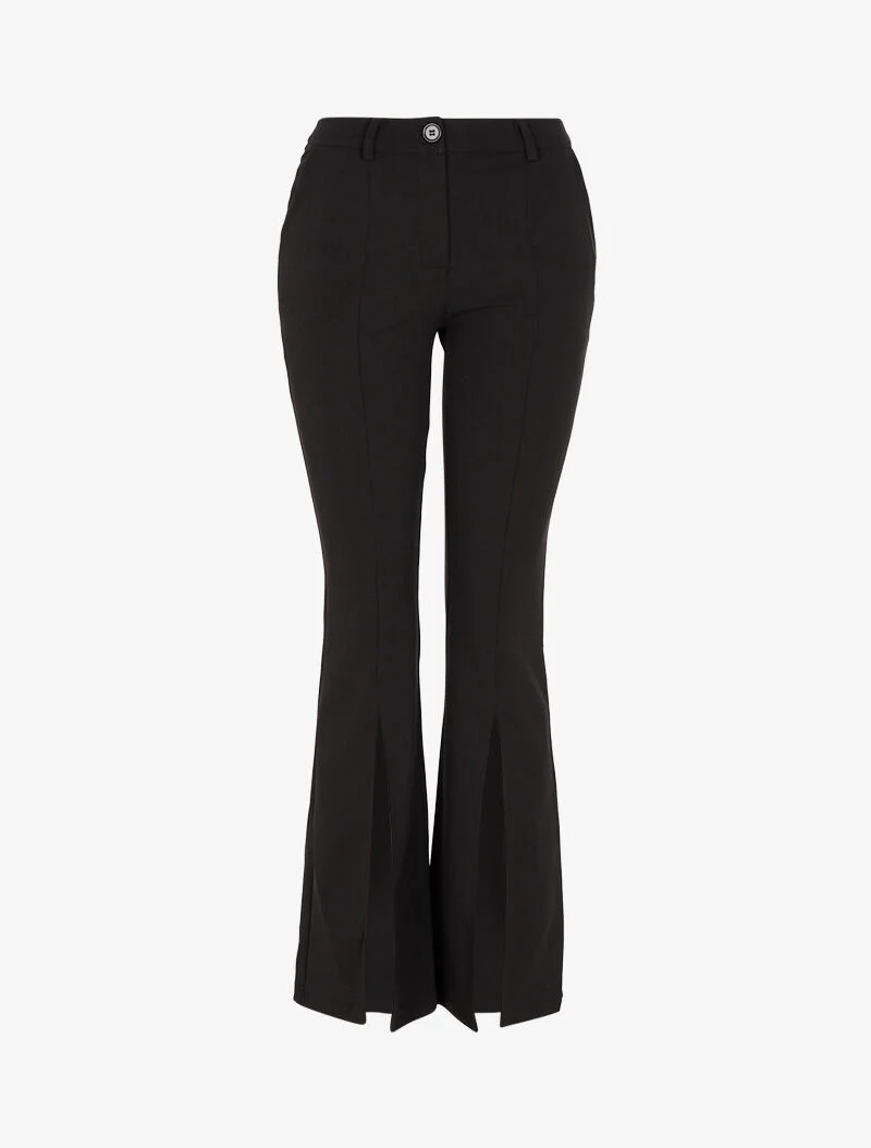 Pantalon flare fendu à l'avant - noir