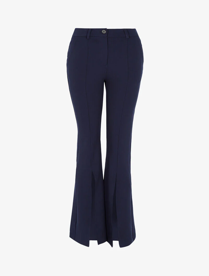 Pantalon flare fendu à l'avant - marine - Image 2