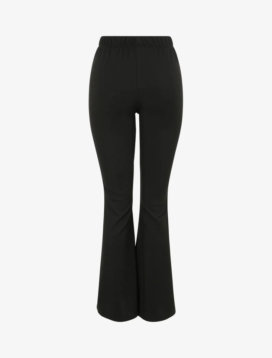 Pantalon flare uni à taille haute - Noir - Image 2
