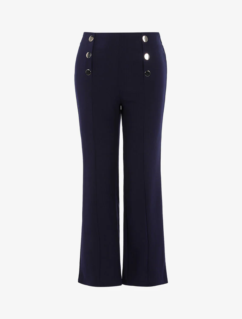 Pantalon fluide à boutons décoratifs - marine