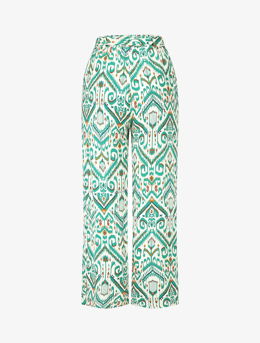 Pantalon fluide à imprimé aztèque - Vert - Image 2