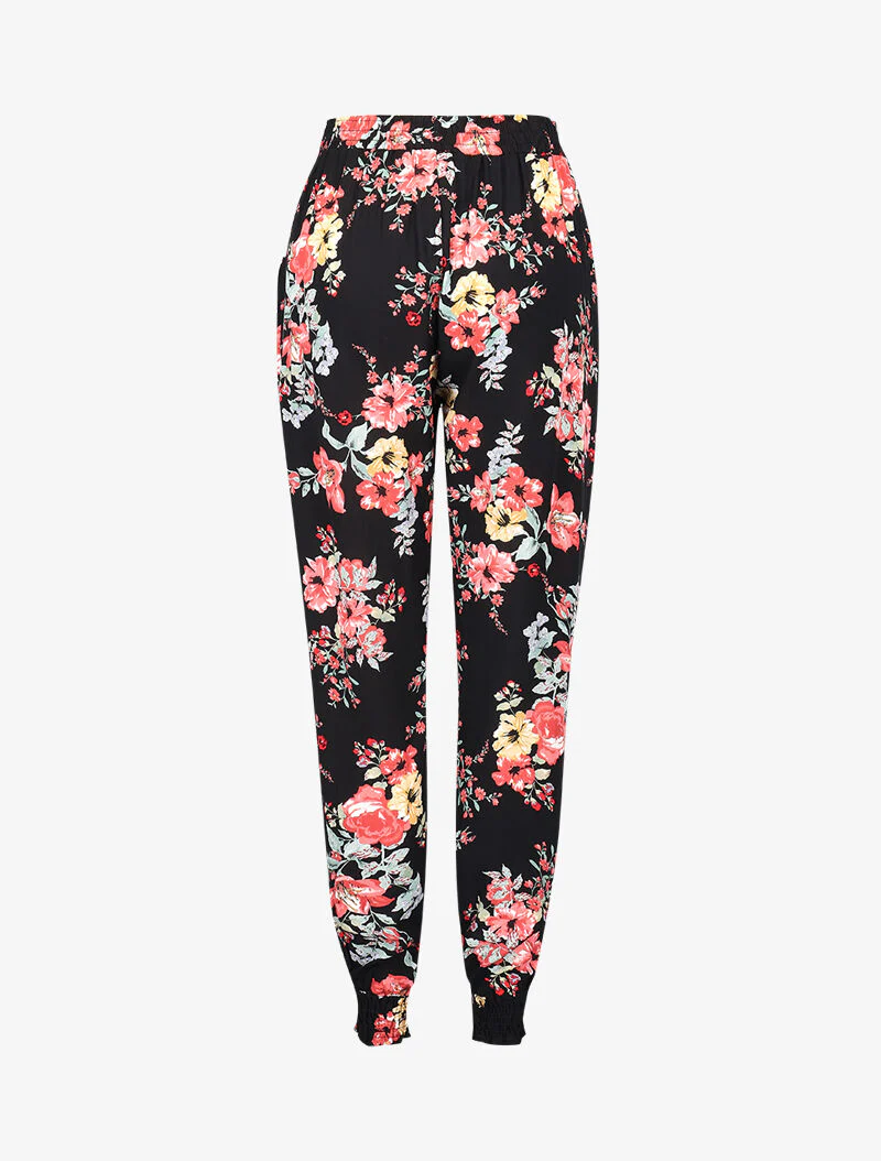 Pantalon fluide à imprimé floral - noir - Image 2