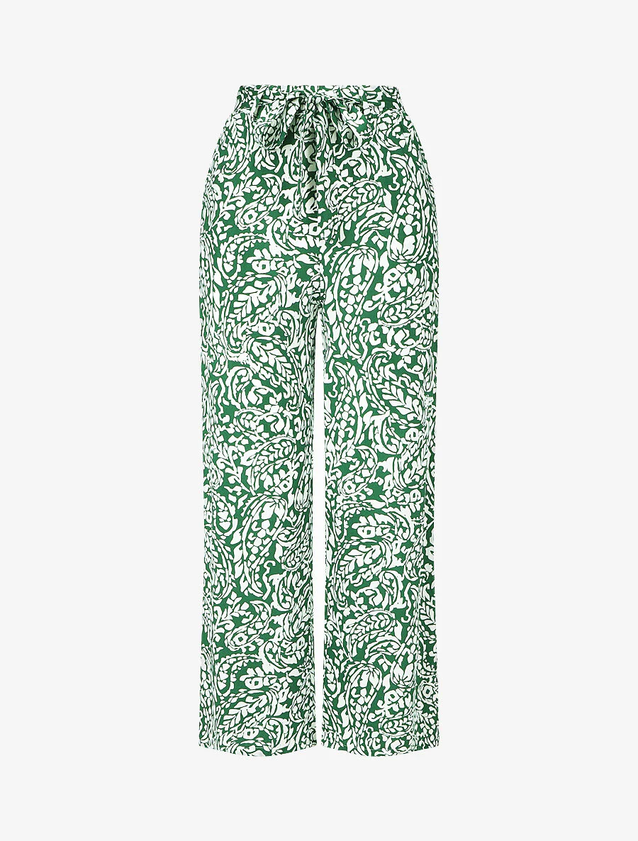 Pantalon fluide à imprimé foulard - Vert