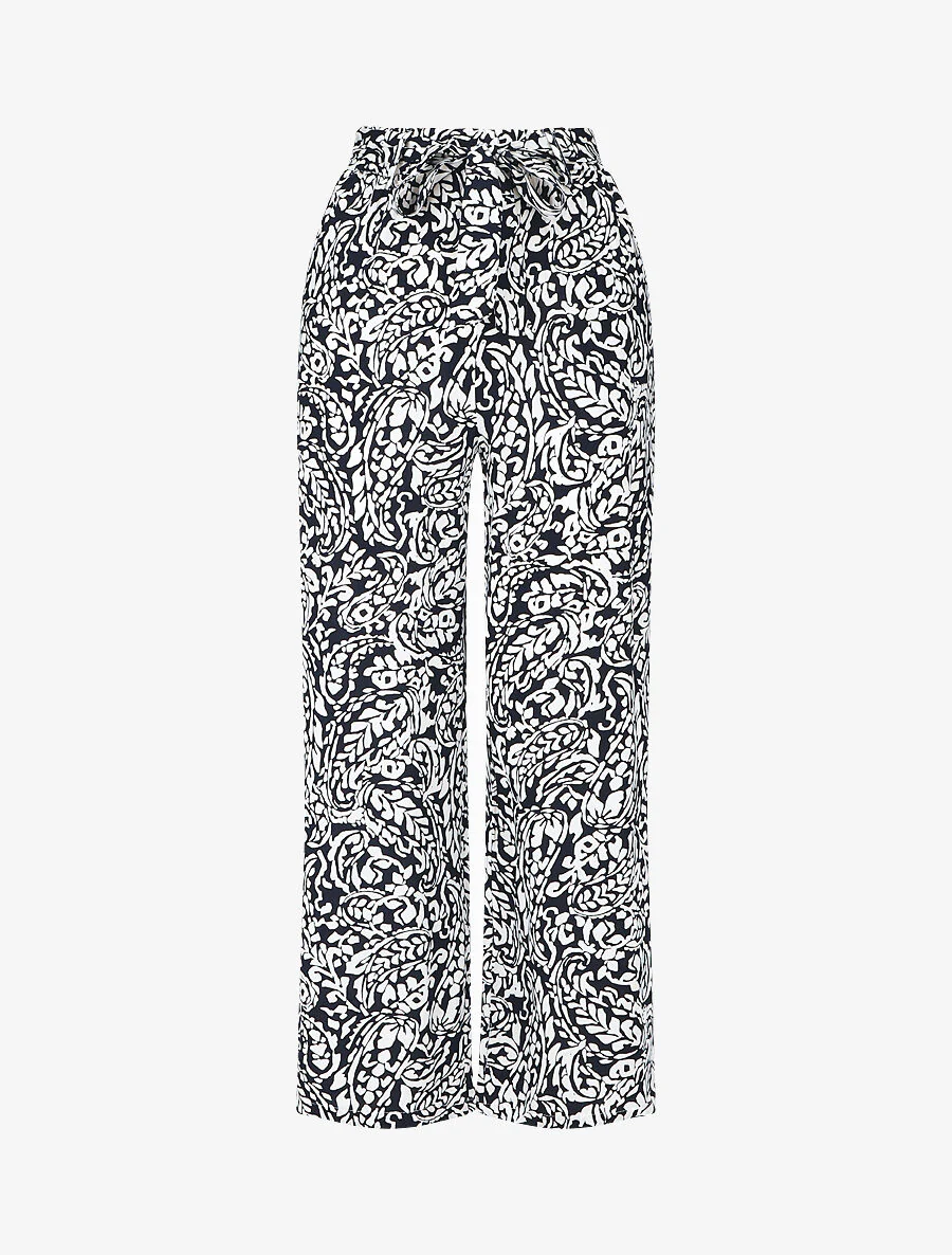 Pantalon fluide à imprimé foulard - Marine