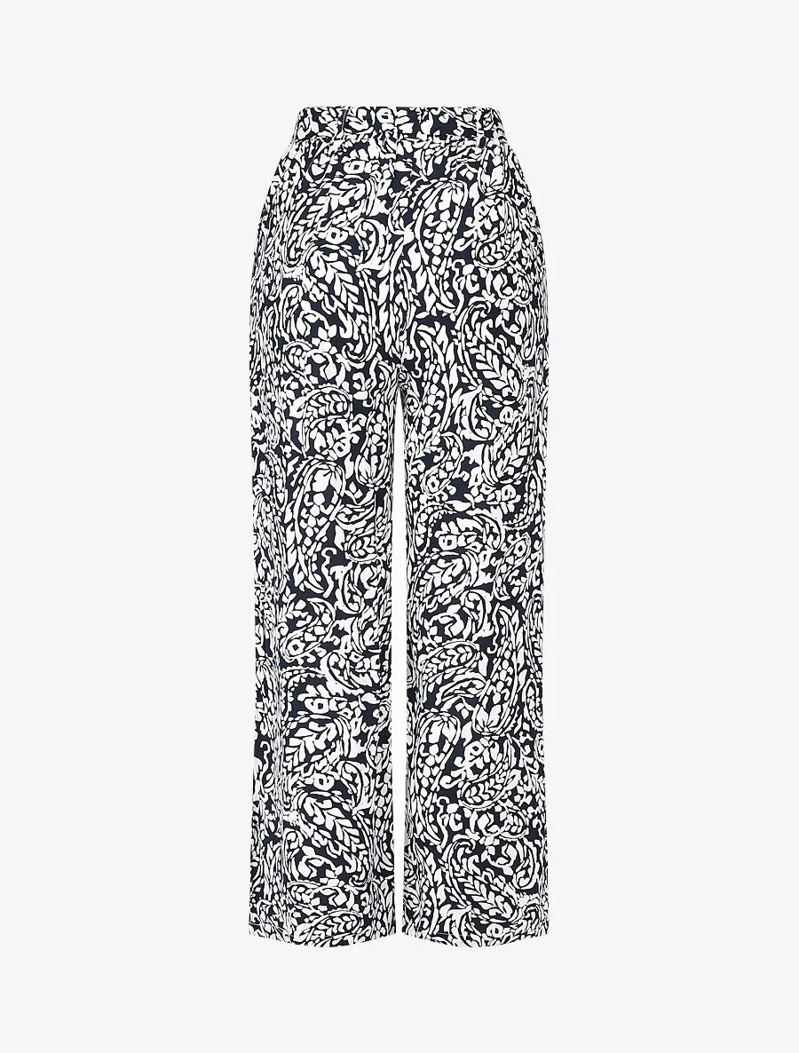 Pantalon fluide à imprimé foulard - Marine - Image 2