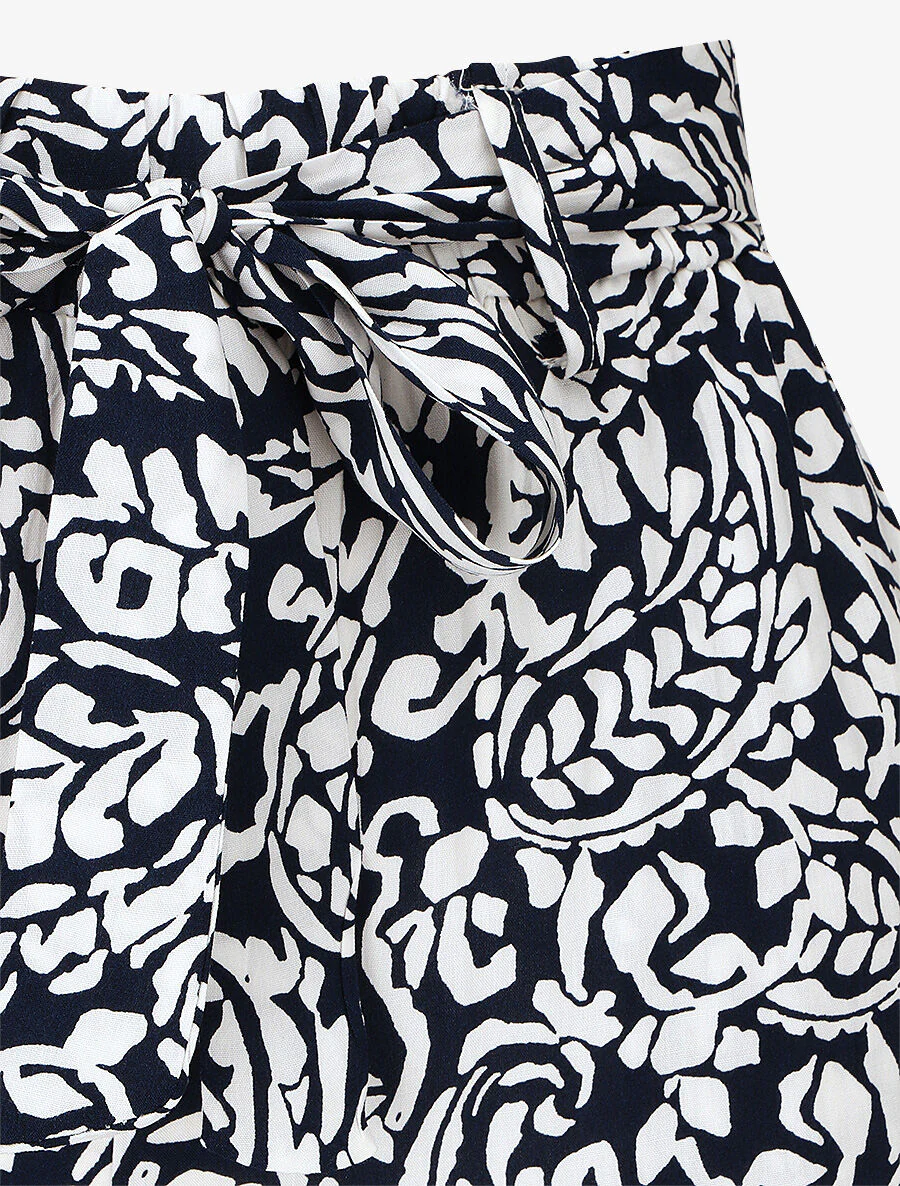 Pantalon fluide à imprimé foulard - Marine - Image 3