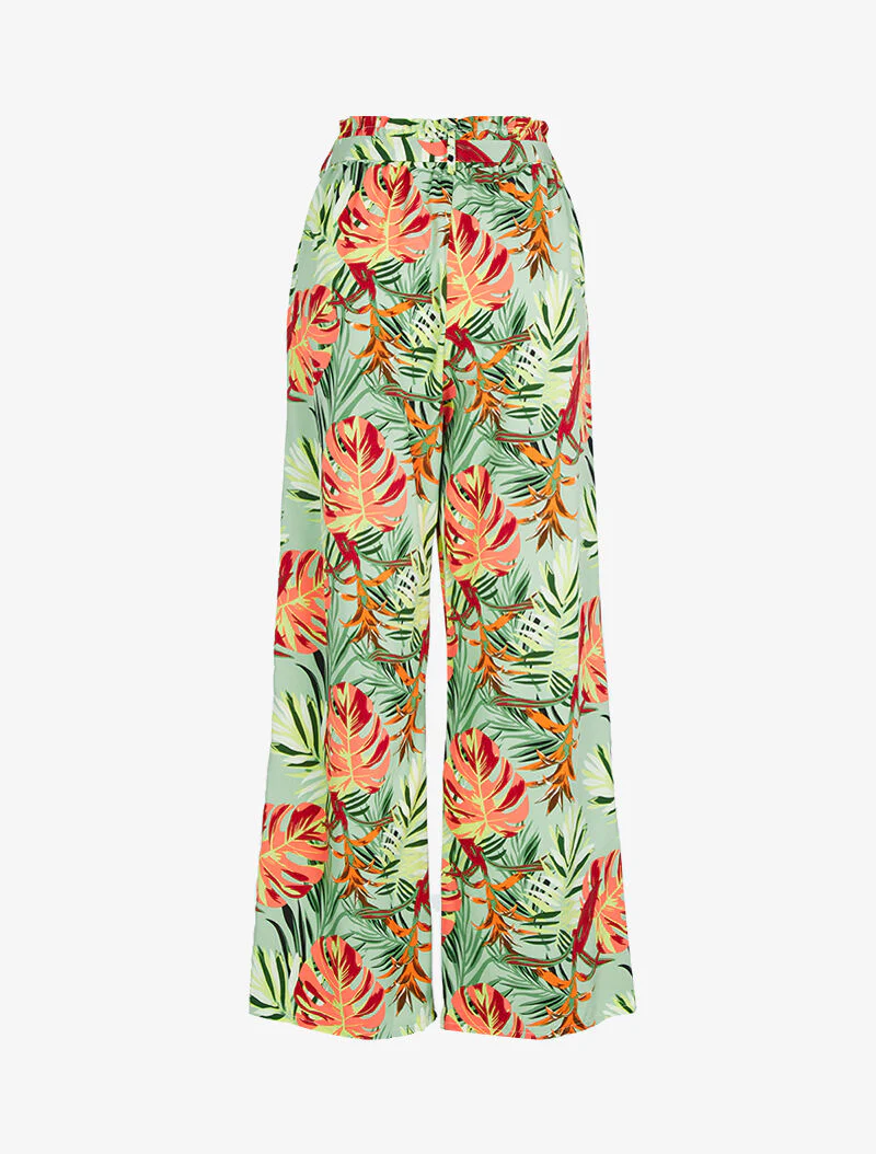 Pantalon fluide à imprimé tropical - vert - Image 2