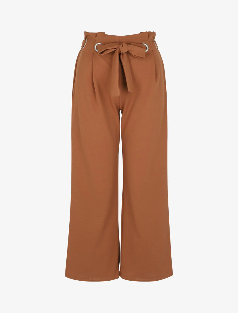 Pantalon fluide à oeillets - Camel