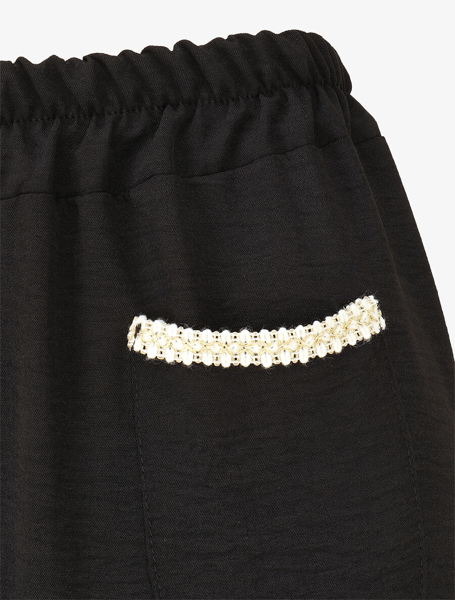 Pantalon fluide à poches stylisés - Noir - Image 3