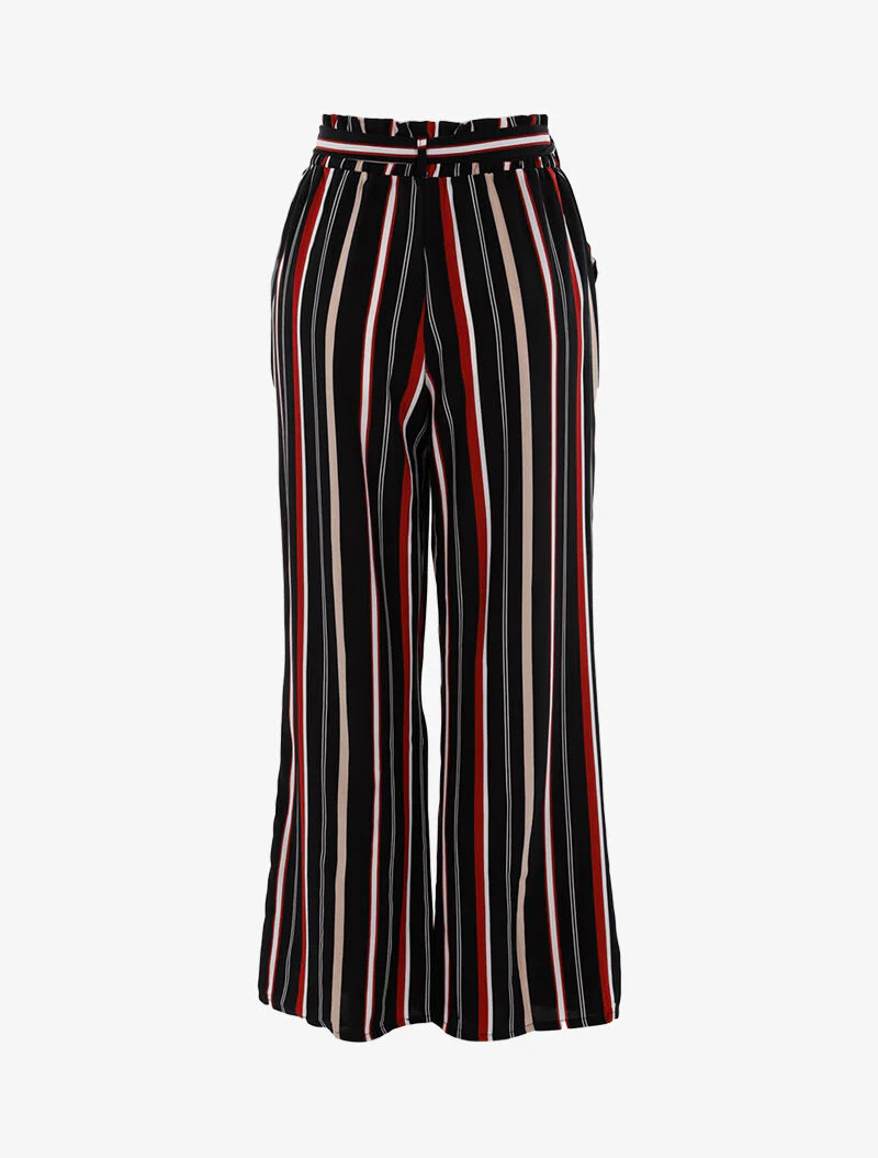 Pantalon fluide à rayures - bordeaux - Image 2