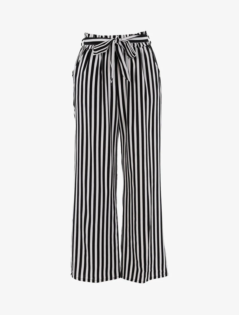 Pantalon fluide à rayures - noir
