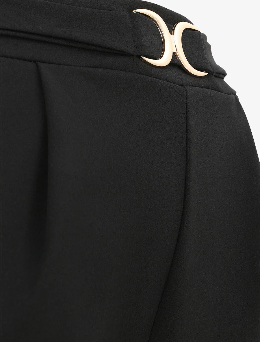 Pantalon fluide coupe droite - Noir - Image 3