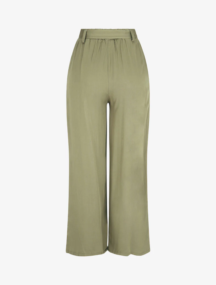 Pantalon fluide élastiqué - Kaki - Image 2